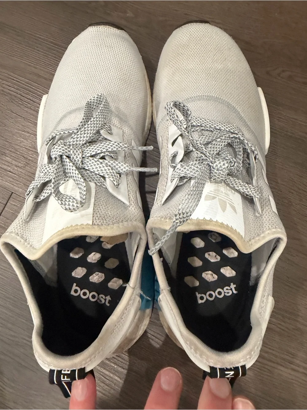 adidas Men’s NMD R1 White & Cyan 13
